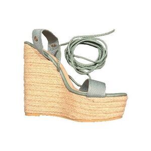 Cuccoo Tie Leg Espadrille Wedge Sandals Green Size 37